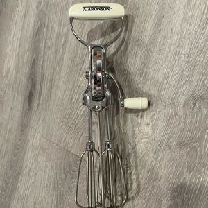 A. Aronson vintage stainless steel manual hand mixer